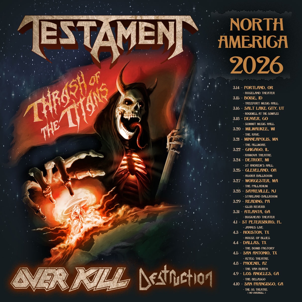 Destruction Thrash of The Titans Tour Poster 2026